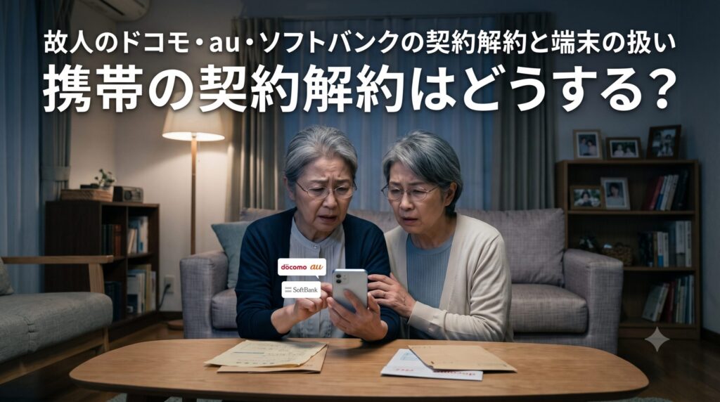 故人のドコモ・au・ソフトバンクの契約解約と端末の扱い
