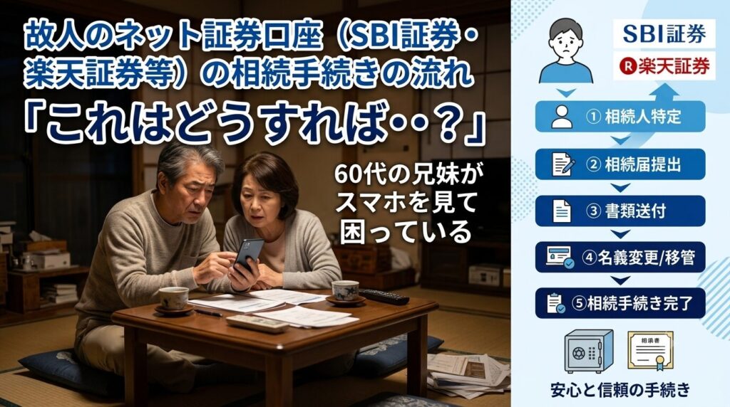 故人のネット証券口座(SBI証券・楽天証券等)の相続手続きの流れ
