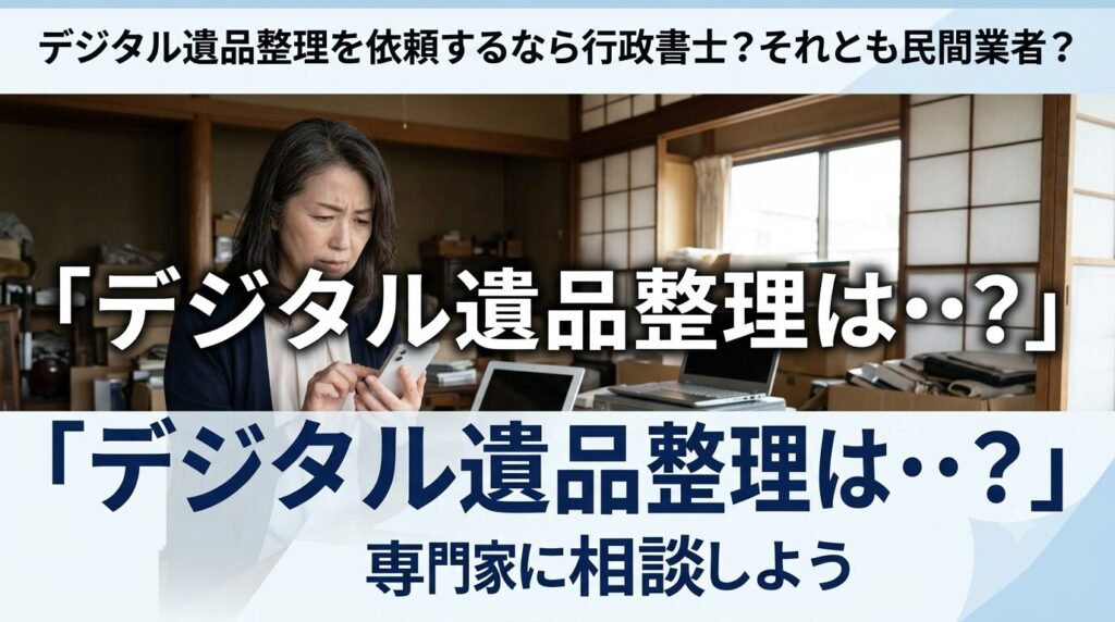 デジタル遺品整理を依頼するなら行政書士？それとも民間業者？