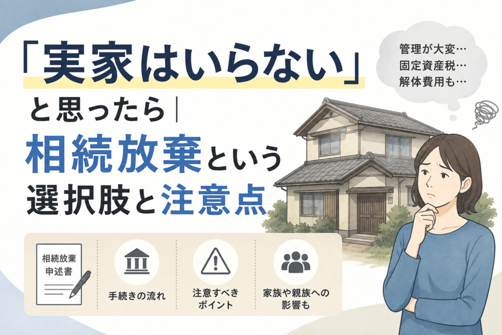 「実家はいらない」と思ったら|相続放棄という選択肢と注意点