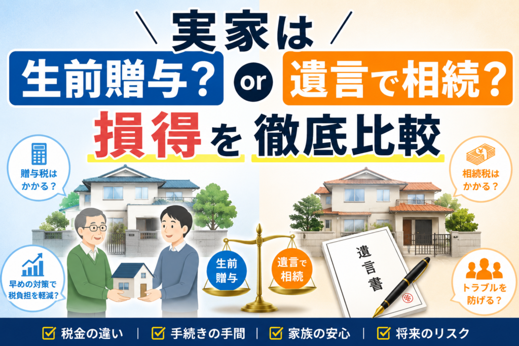 実家は生前贈与？遺言で相続？損得を徹底比較
