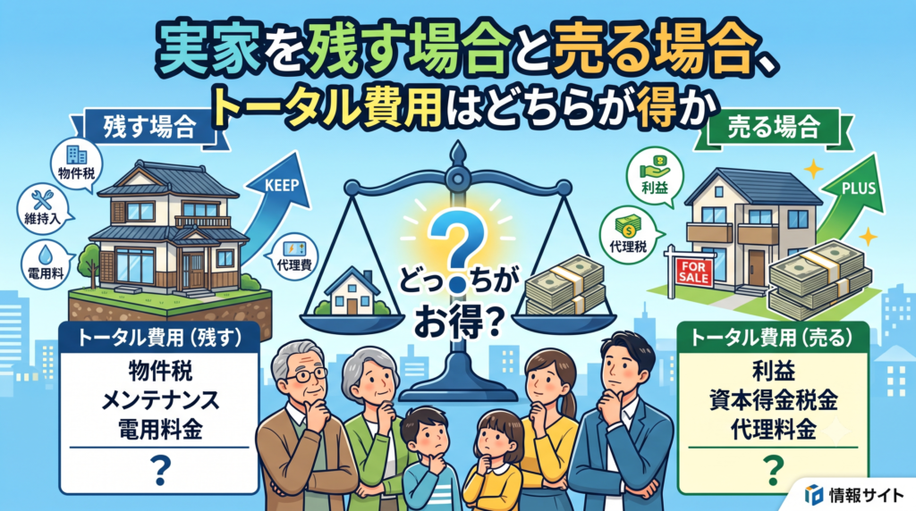 実家を残す場合と売る場合、トータル費用はどちらが得か