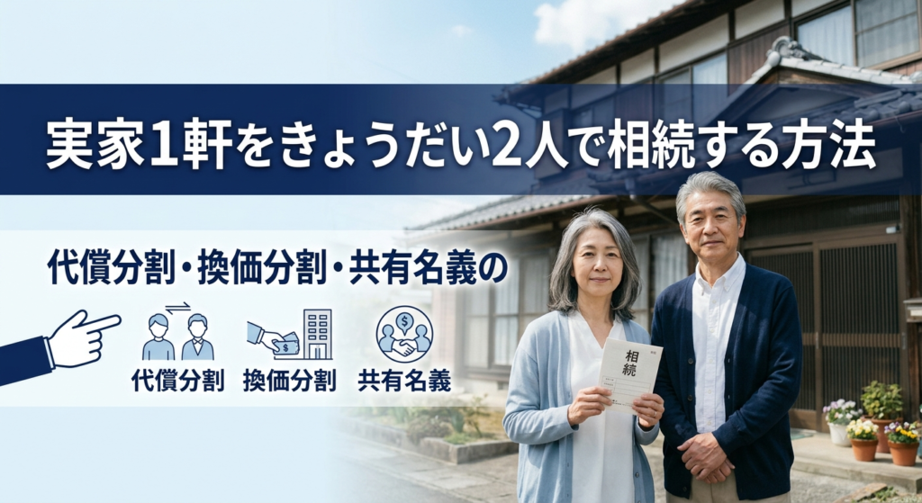 実家1軒をきょうだい2人で相続する方法｜代償分割・換価分割・共有名義の違い