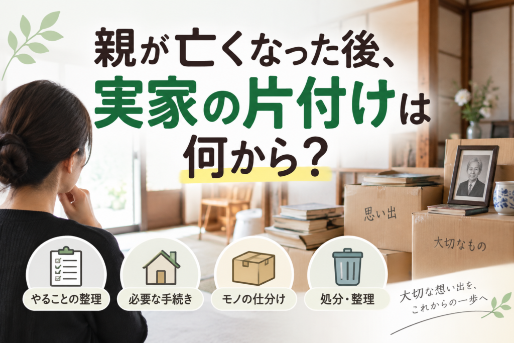親が亡くなった後、実家の片付けは何から?