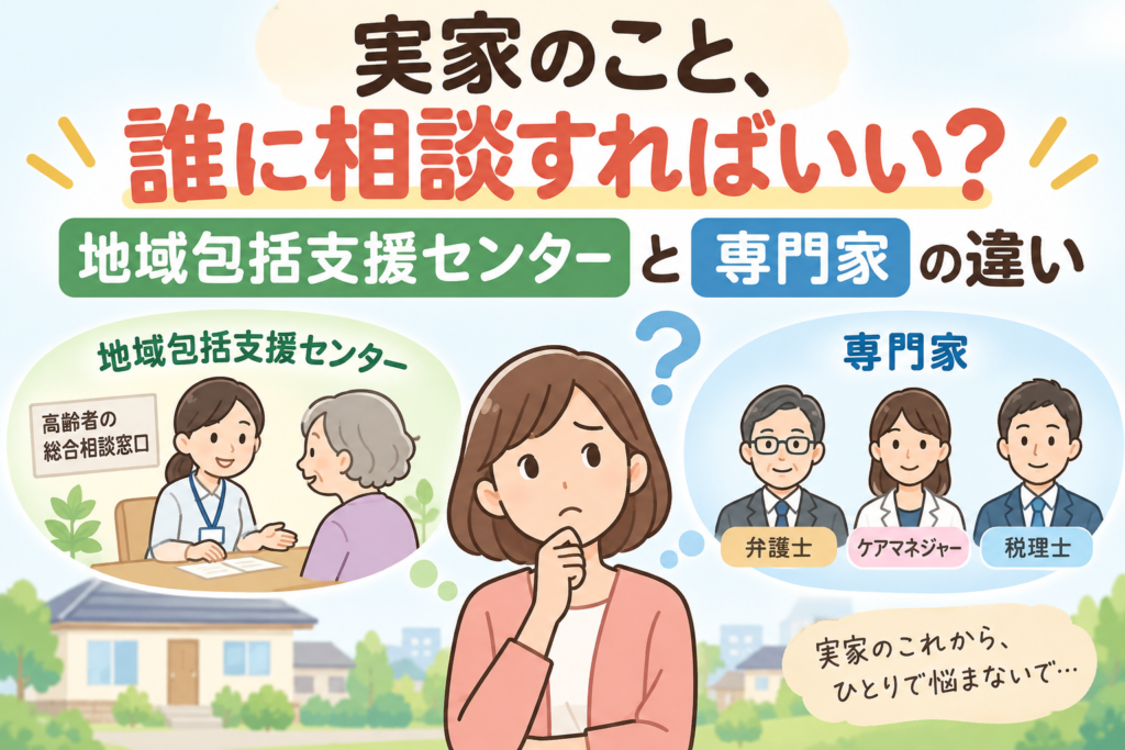 実家のこと、誰に相談すればいい?地域包括支援センターと専門家の違い